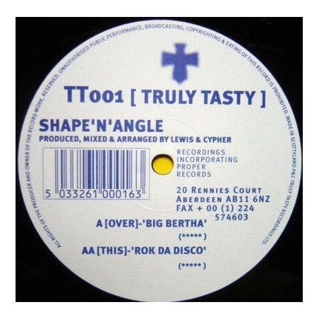 Lewis & Cypher ‎– Shape 'N' Angle | Truly Tasty Recordings, Ltd. ‎– TT 001-Promo-Maxi