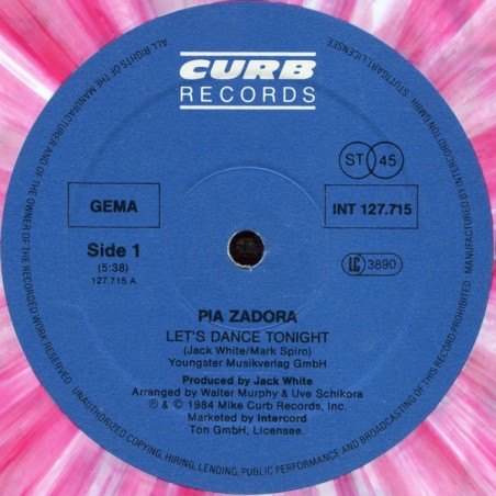 Pia Zadora – Let's Dance Tonight|1984     Curb Records – INT 127.715 -Maxi-Single-multicolour Vinyl