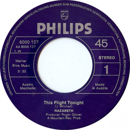 Nazareth ‎– This Flight Tonight|1973    Philips ‎– 6000 127-Single