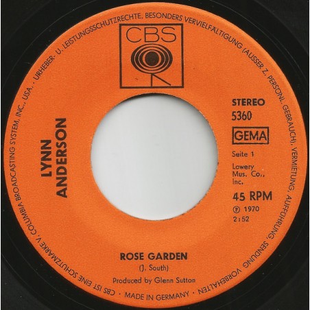 Anderson Lynn ‎– Rose Garden|1970   CBS ‎– 5360-Single