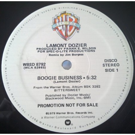 Lamont Dozier – Boogie Business  |1979	Warner Bros. Records – WBSD 8792-Maxi-Single