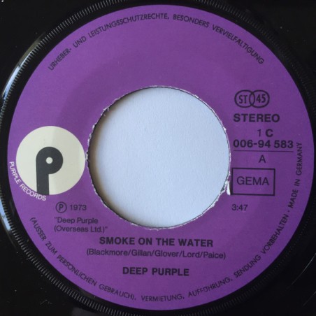 Deep Purple ‎– Smoke On The Water|1973    EMI Electrola ‎– 1C 006-94 583-Single
