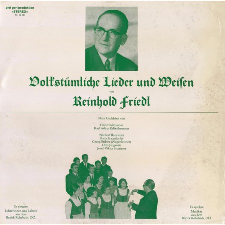 Reinhold Friedl – Volkstümliche Lieder Und Weisen | PPG ‎– PG 100