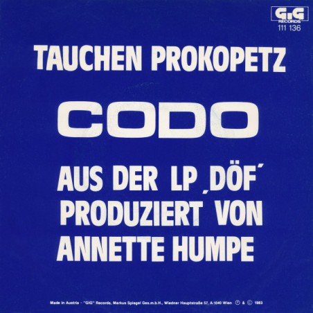 Tauchen Prokopetz ‎– Codo|1983     GiG Records ‎– GIG 111 136