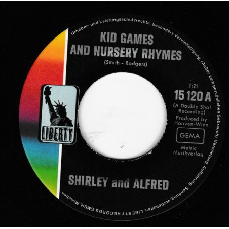 Shirley & "Alfred" Brenton Wood  – Kid Games And Nursery Rhymes|1968 	Liberty – 15 120-Single