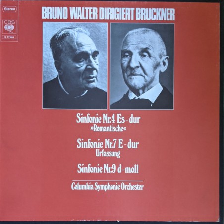 Bruckner– Sinfonie Nr. 4 -Nr. 7 E-Nr. 9 D-moll - Bruno Walter| CBS – S 77 401
