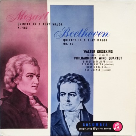 Mozart-Beethoven– Quintet In E Flat Major K. 452, Quintet In E Flat Major Op. 16 -Gieseking  |1956     Columbia – 33CX 1322