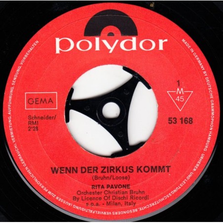 Rita Pavone – Wenn Der Zirkus Kommt |1969	Polydor – 53 168-Single
