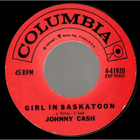 Johnny Cash – Girl In Saskatoon|1960      Columbia – 4-41920 -Single