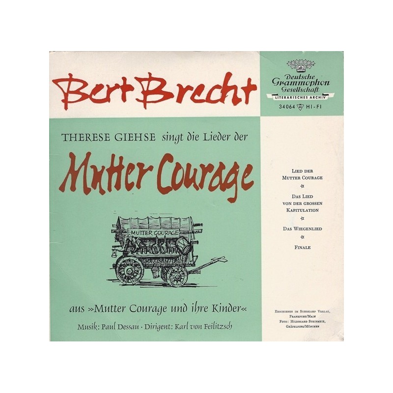 Giehse Therese-Singt Die Lieder Der Mutter Courage-Bert Brecht-Single Giehse Therese-Singt Die Lieder Der Mutter Courage-Bert Brecht-Single