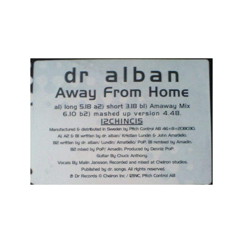 Dr. Alban ‎– Away From Home|1994 Cheir –  12CHINC15 Maxi Single