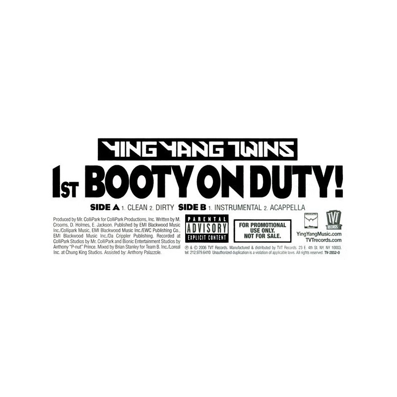 Ying Yang Twins ‎– 1st Booty On Duty!|2006  TVT Records ‎– TV-2852-0-Maxisingle
