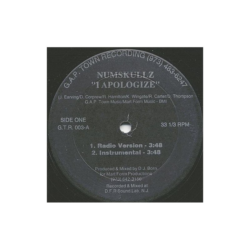 Numskullz – I Apologize|G.A.P. Town Recording – G.T.R. 003-Maxisingle Numskullz – I Apologize|G.A.P. Town Recording – G.T.R. 003-Maxisingle