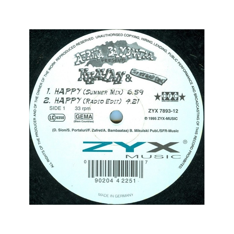 Afrika Bambaataa Presents Khayan & The New World Power– Happy|1995    ZYX 7893-12 -Maxi-Single