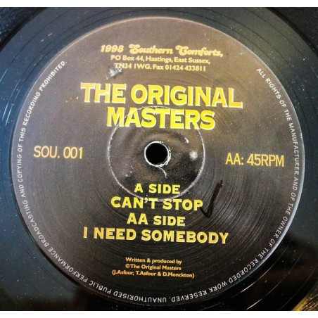 Original Masters The‎– Can't Stop / I Need Somebody|1998   SOU.001-Maxi-Single