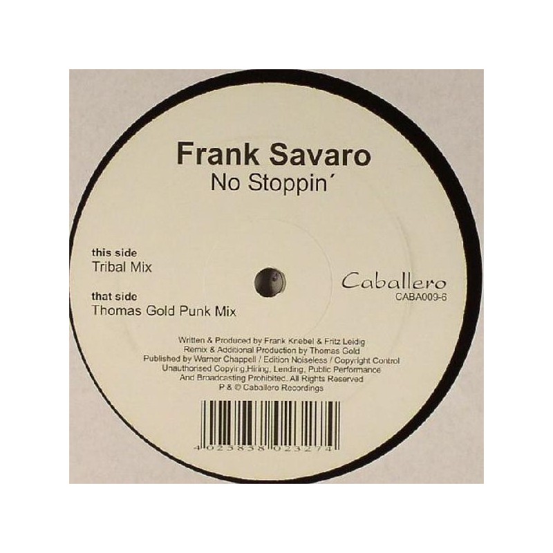 Savaro Frank – No Stoppin' |2005 CABA009-6 -Maxi-Single Savaro Frank – No Stoppin' |2005 CABA009-6 -Maxi-Single