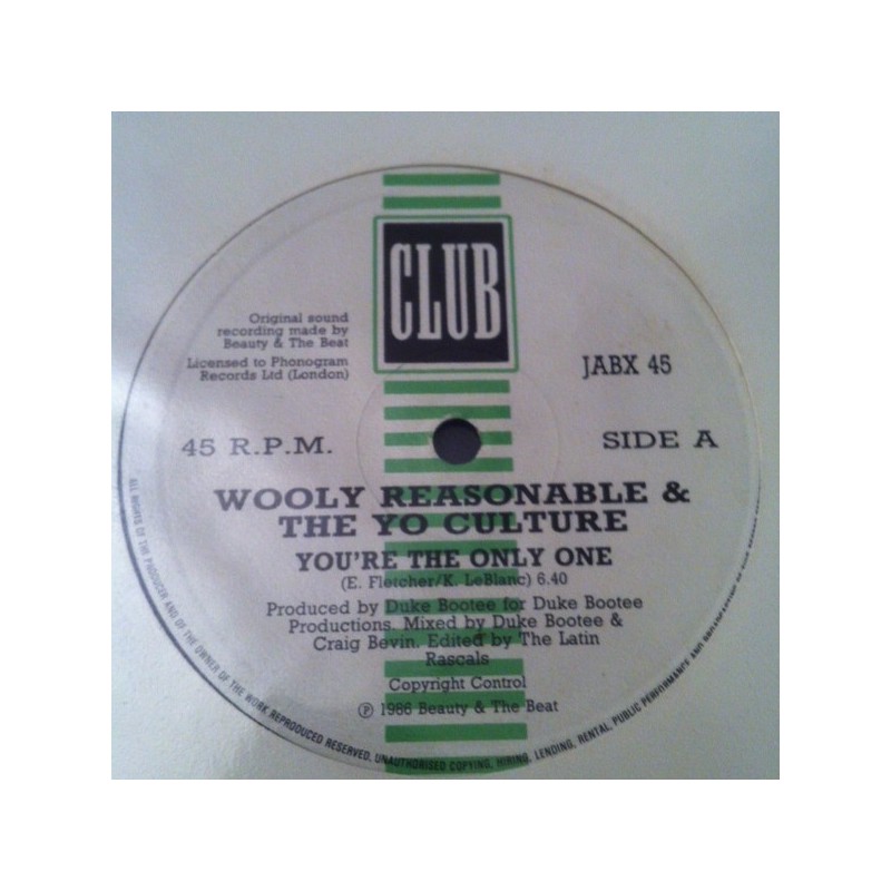 Wooly Reasonable & The Yo Culture ‎– You're The Only One|1986    JABX 45 -Maxi-Single