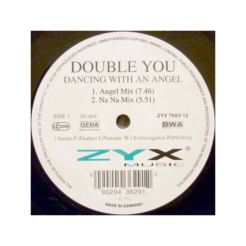 Double You ‎– Dancing With An Angel |1995     ZYX 7683-12 -Maxi-Single